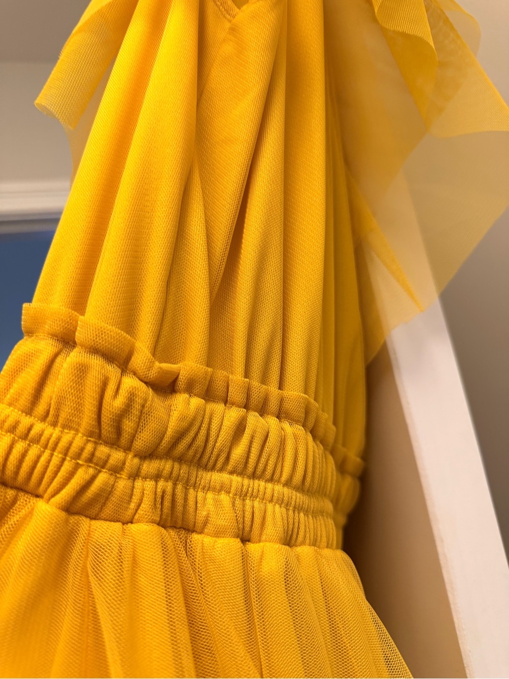 Women’s Yellow One-Shoulder Ruffle Maxi Dress - Picture 3 of 5